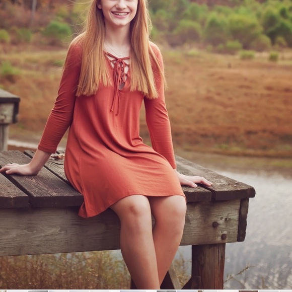 Forever 21 Dresses & Skirts - Forever 21 Front Lace Up Dress Burnt Orange